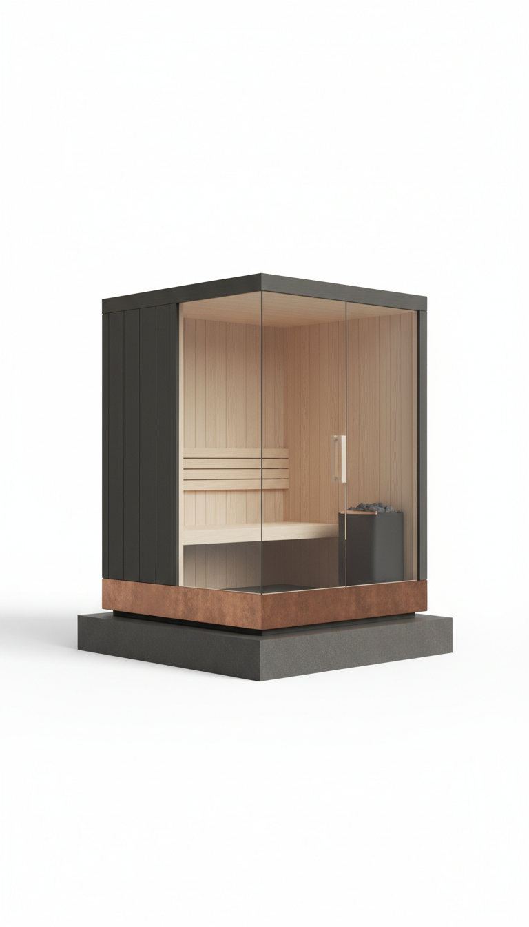Modular home sauna with ash wood