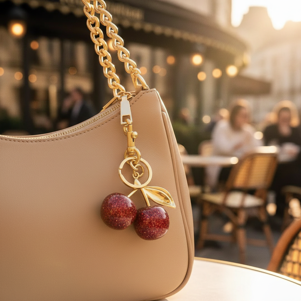 Cherry Charm – Beige Tote