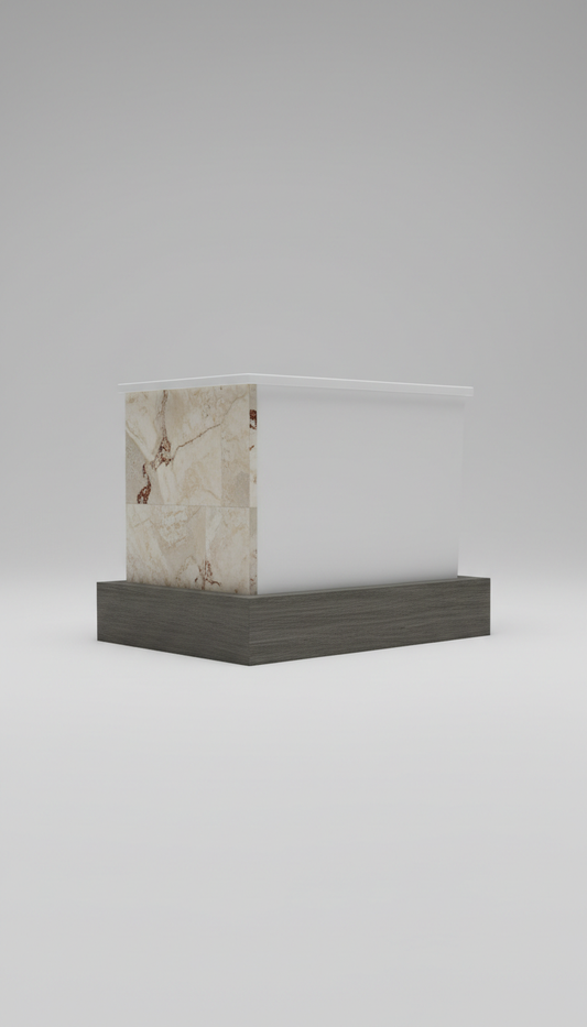 Cold plunge bath with stone panels