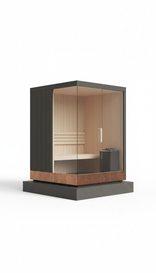 Modular home sauna with ash wood
